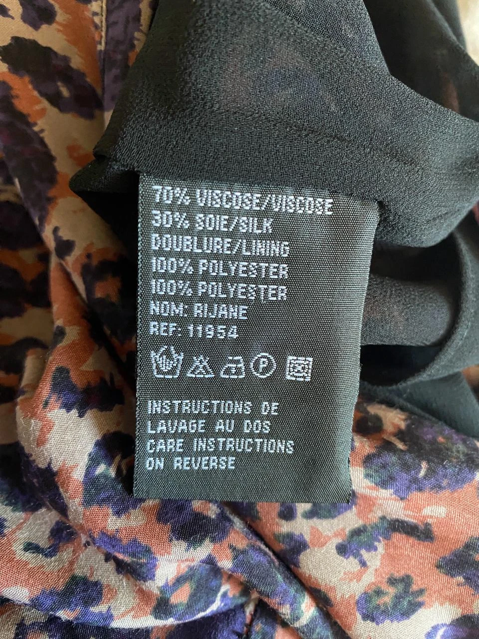 Vloeiende jurk Sud Express maat 40 roze & blauwe print – zijde & viscose, gedrukte schouders – photo 13